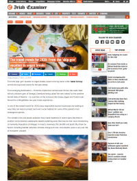 Irish Examiner: The travel trends for 2020 - vegan travel Irish Examiner: The travel trends for 2020 - vegan travel
